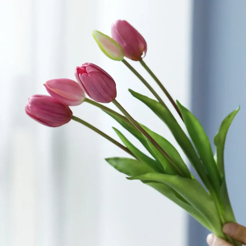 Real Touch Artificial Tulips Fake Flower Bouquet Home Wedding Table Decoration