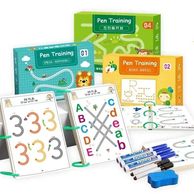 Montessori Magical Tracing Workbook – Reusable Pen Control & Early Learning Activity Set for Toddlers