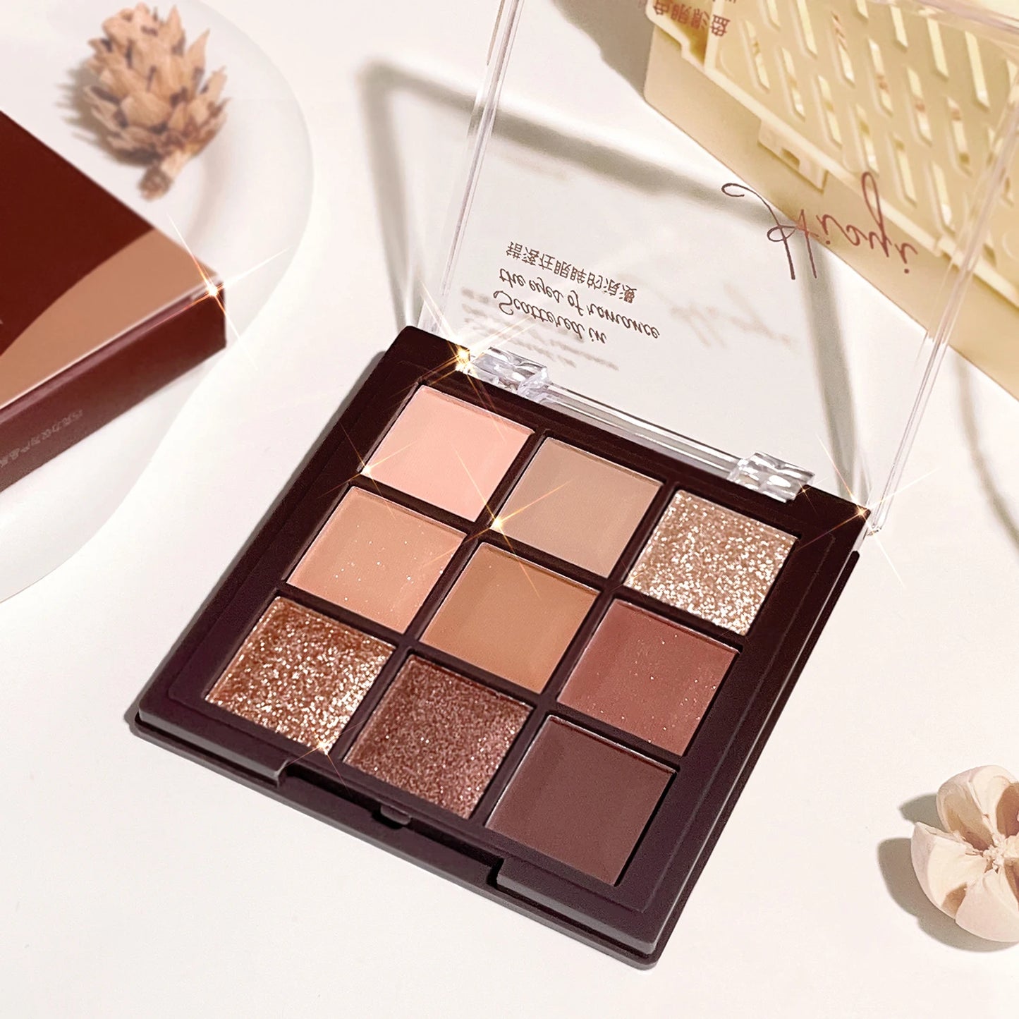 9 Color Mocha Chocolate Eyeshadow Palette Matte Shimmer Neutral Nude Makeup
