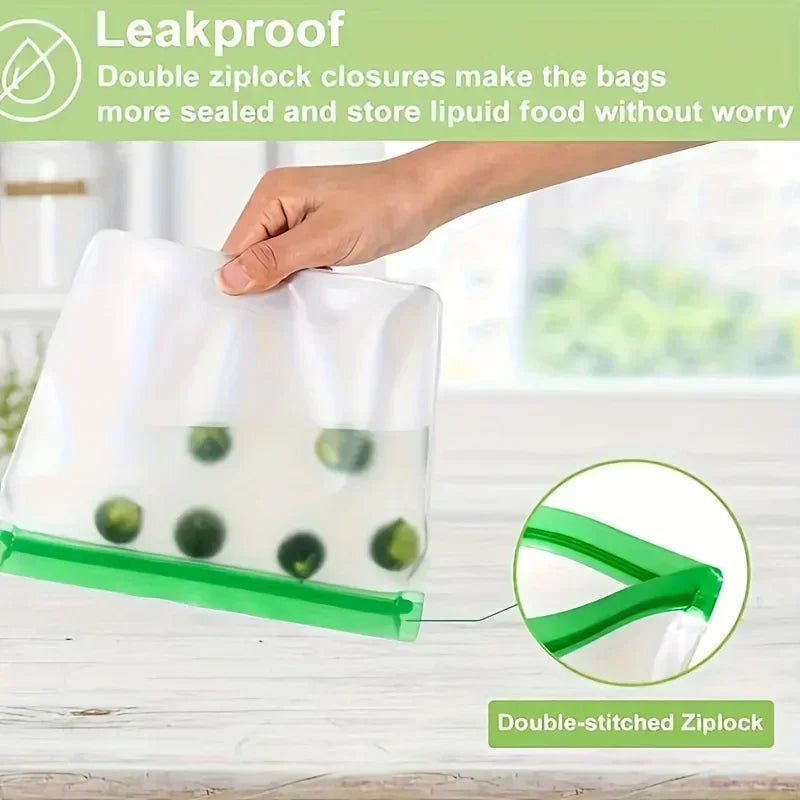 3-Pack Reusable Silicone Food Pouches | Leakproof Freezer & Storage Bags