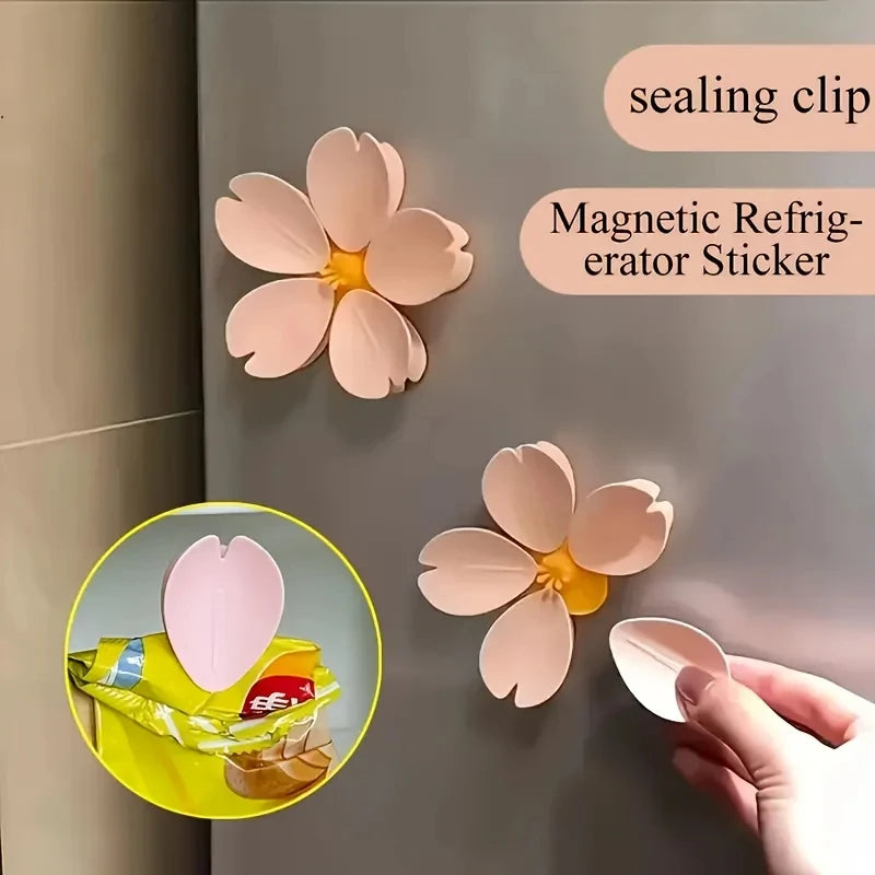 Sakura Magnetic Snack Clip – Flower Fridge Seal Clip Set