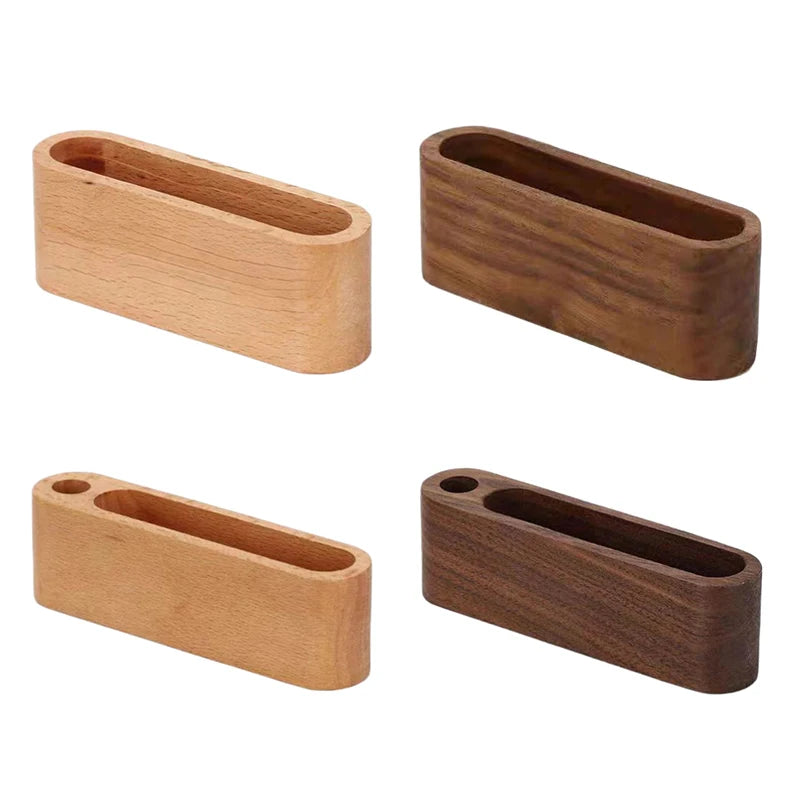Wooden Business Card Holder with Pen Slot