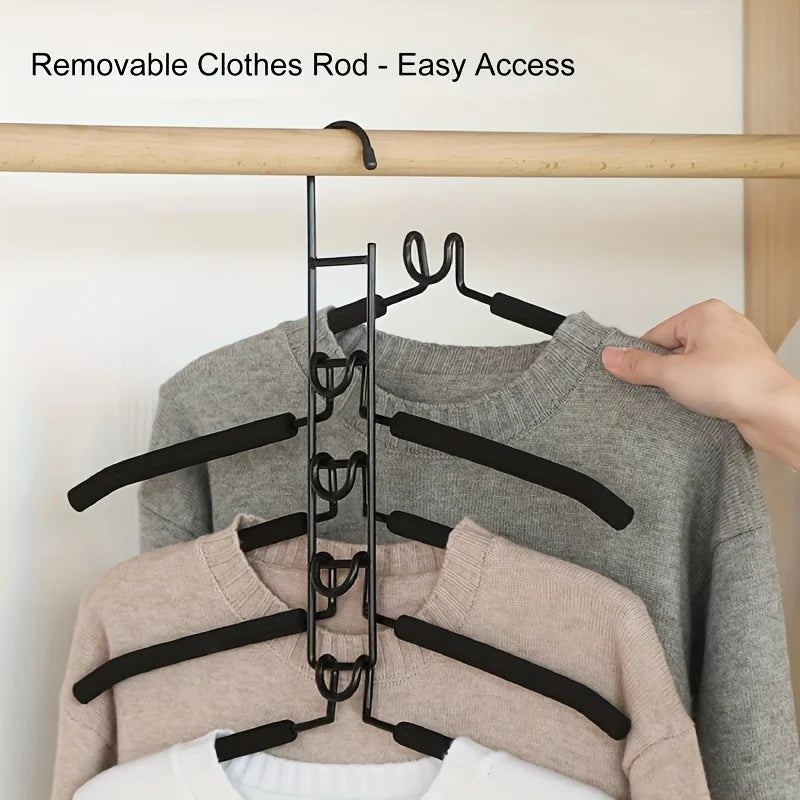 5-Pack 5-in-1 Space Saving Hangers – Heavy Duty Multi-Layer Organizer