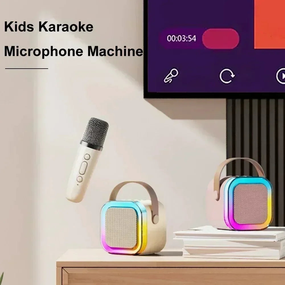 K12 Portable Mini Karaoke Machine Bluetooth Speaker with 1 or 2 Wireless Microphones