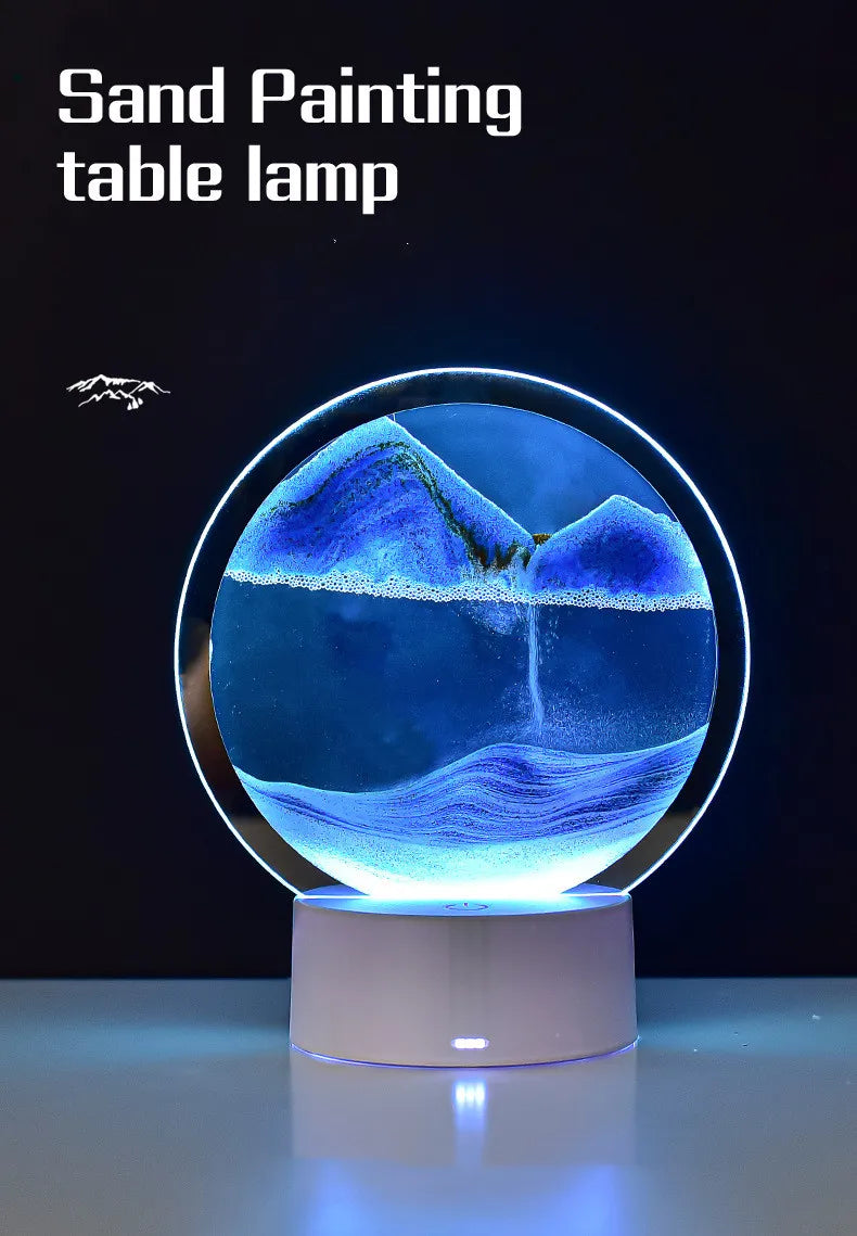 3D Quicksand Table Lamp – Hourglass Sand Art Mood Light