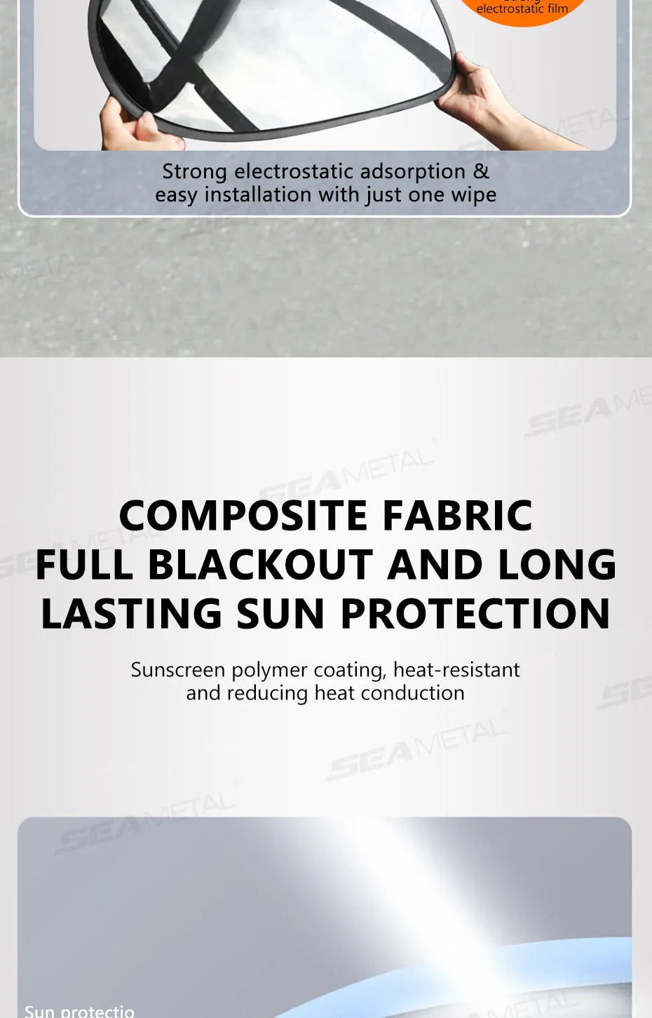SEAMETAL Side Window Sun Shade for Car Electrostatic Curtains Anti-Glare Car Sun Protection Cover for Baby 99.9% UVR Blocking