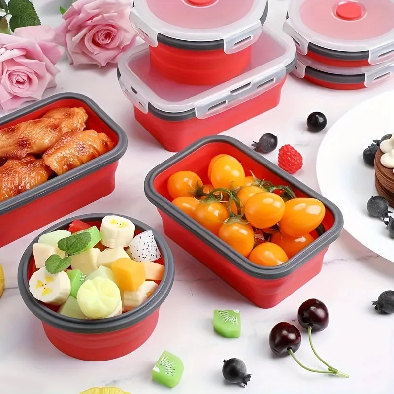 Collapsible Silicone Food Storage Containers – Foldable Lunch Box Set