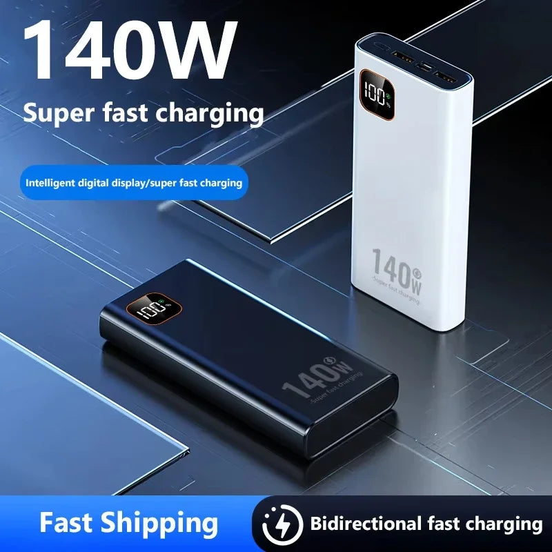140W Super Fast Charging Power Bank – High Capacity Portable Battery for iPhone, Samsung & More