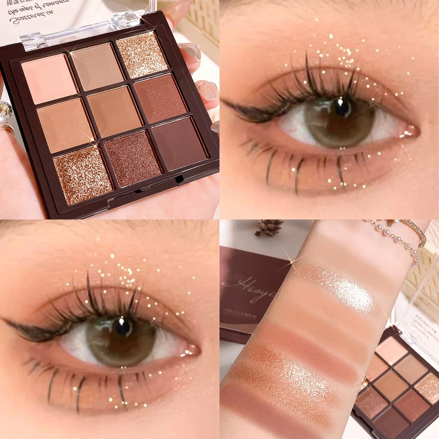 9 Color Mocha Chocolate Eyeshadow Palette Matte Shimmer Neutral Nude Makeup
