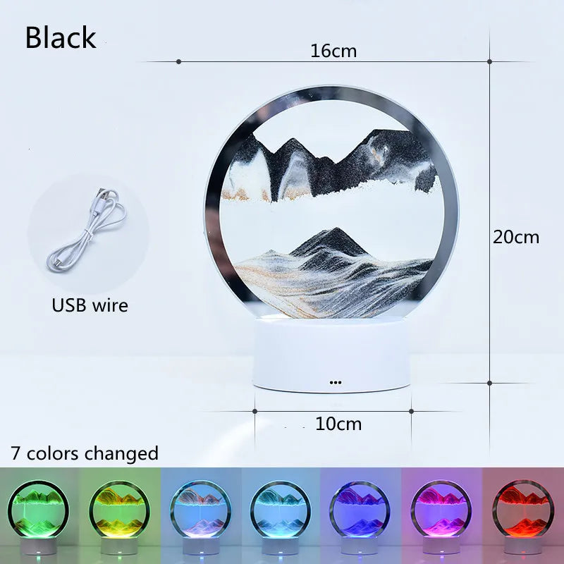 3D Quicksand Table Lamp – Hourglass Sand Art Mood Light
