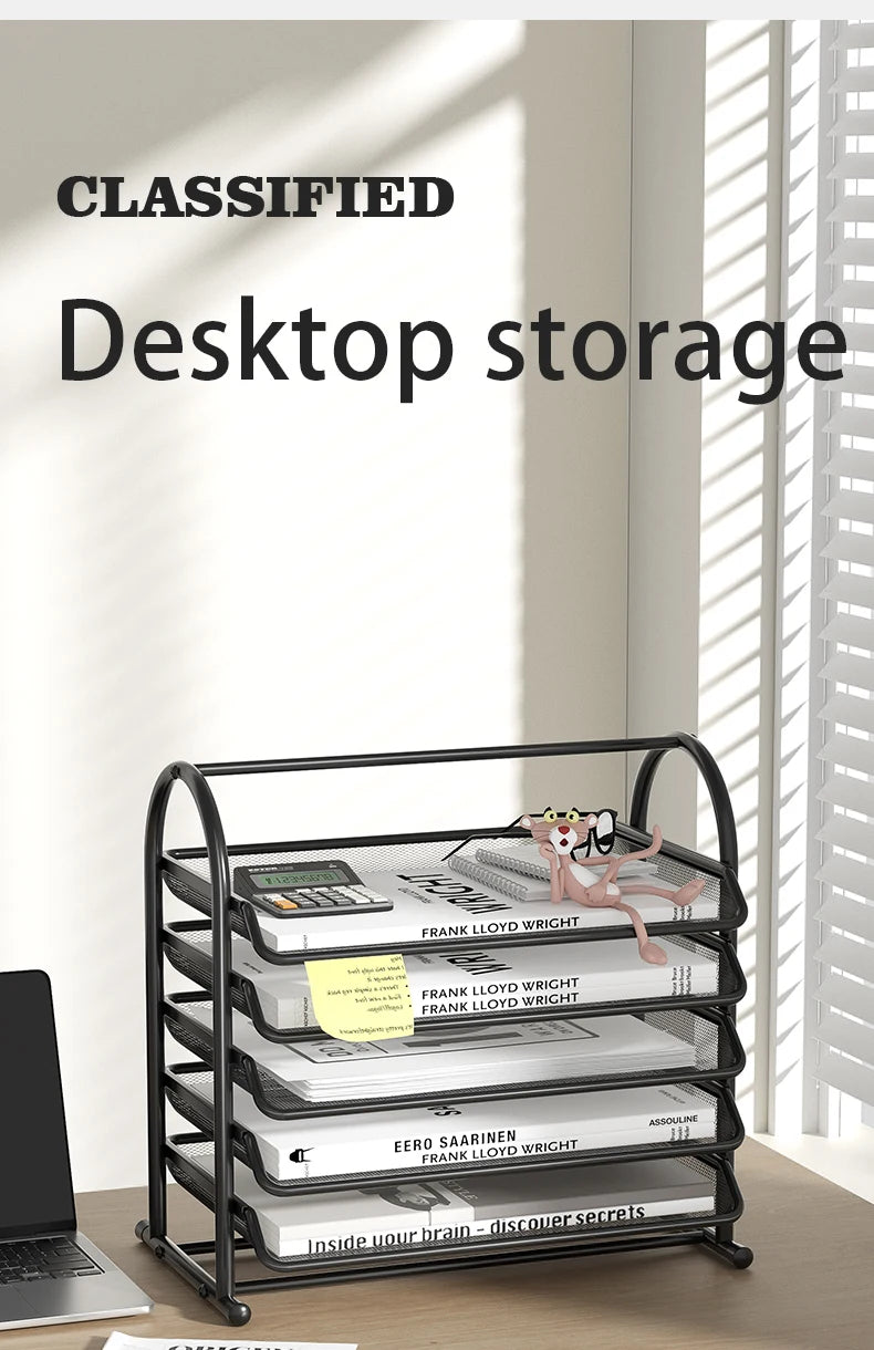 Mesh Paper Organizer Office Desk File Storage Trays Desktop Accessories Holder