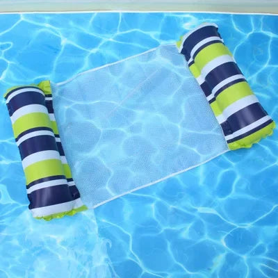 Inflatable Stripe Pool Hammock Lounge Chair | Floating Water Mattress