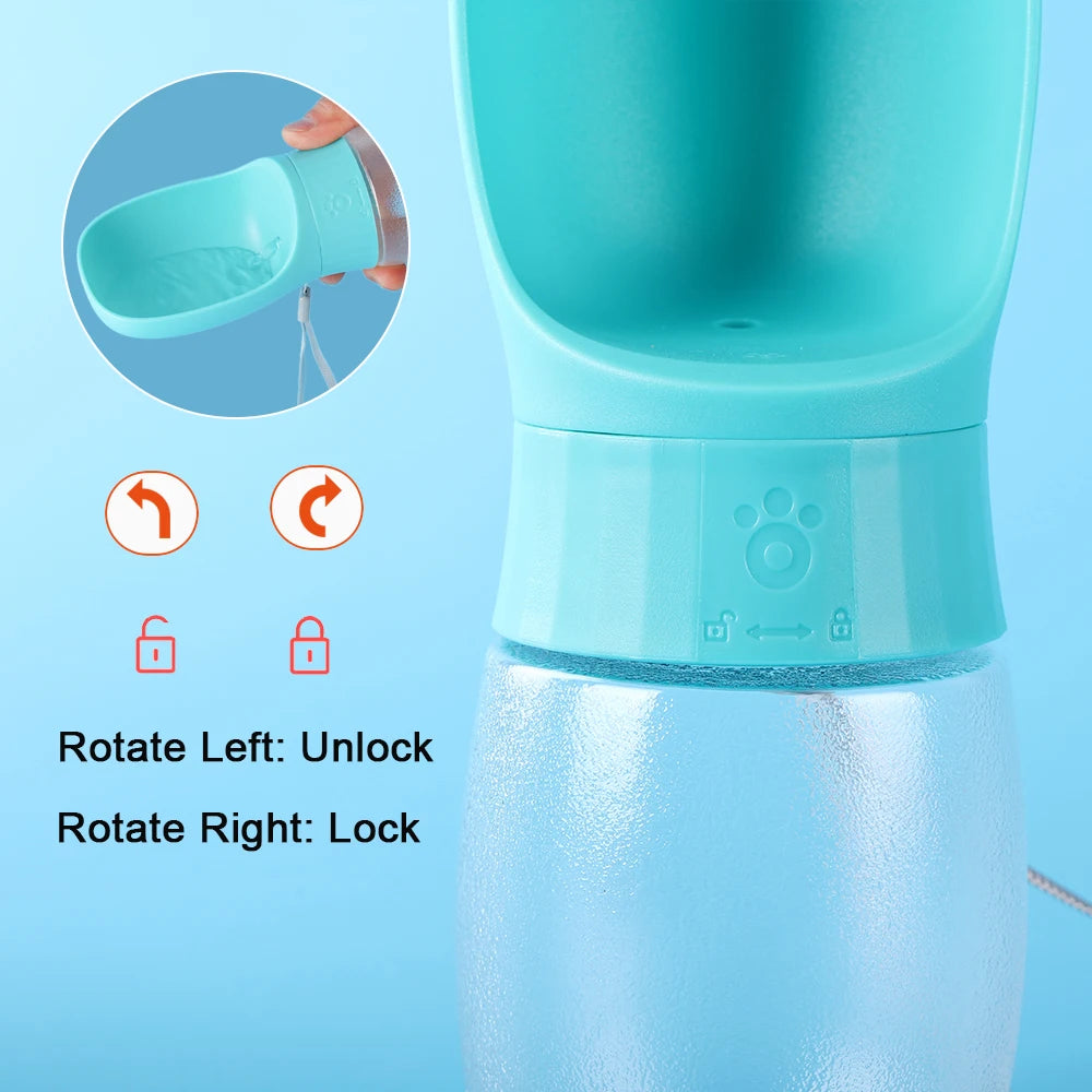 Portable Dog Water Bottle with Bowl – 300ml/500ml Pet Travel Water Dispenser for Dogs & Cats 🐶🐱