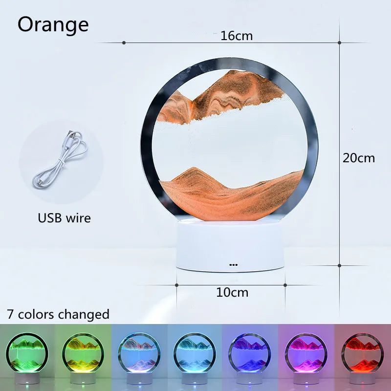 3D Quicksand Table Lamp – Hourglass Sand Art Mood Light