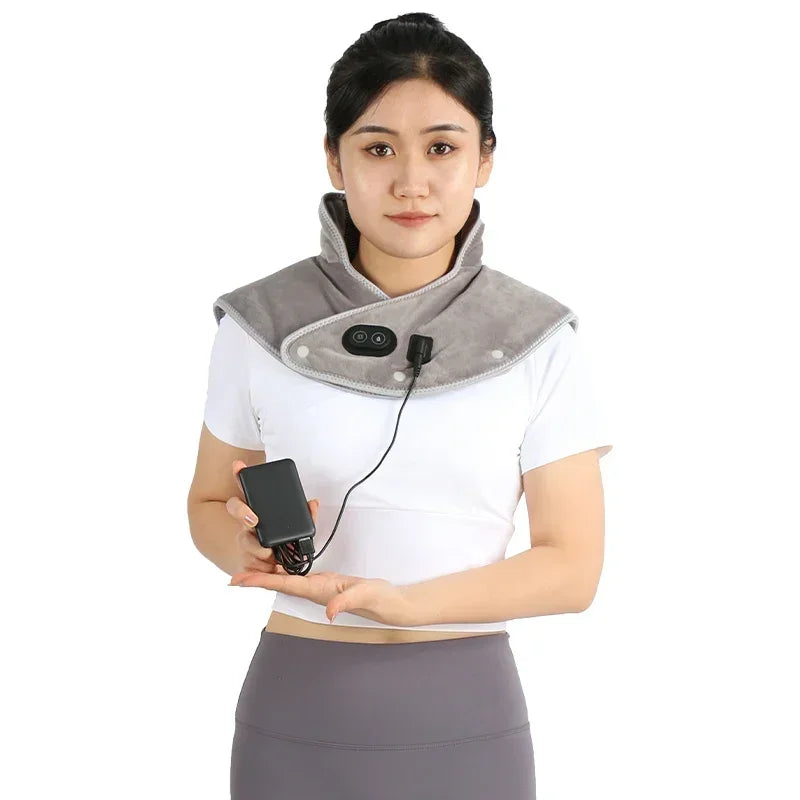 Electric Heating Pad Neck Shoulder Wrap Vibration Massager Thermal Brace Shawl