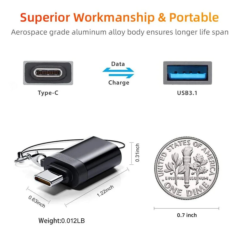 2Pcs USB 3.0 Male to USB-C Female OTG Adapter Converter for MacBook iPad PC