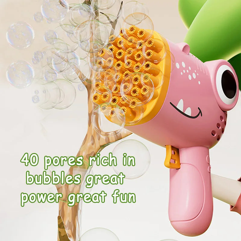 40-Hole Dinosaur Electric Bubble Gun - Handheld Machine for Kids & Parties