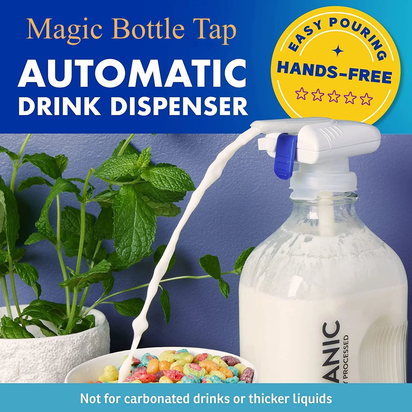 Automatic Drink Dispenser Pump Spill Proof Hands Free Beverage Milk Juice Suction Straw