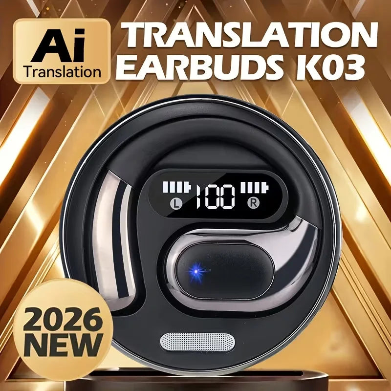 TWS Sports Wireless Bluetooth AI Translator Earbuds – Real-Time Language Translation & Noise Reduction