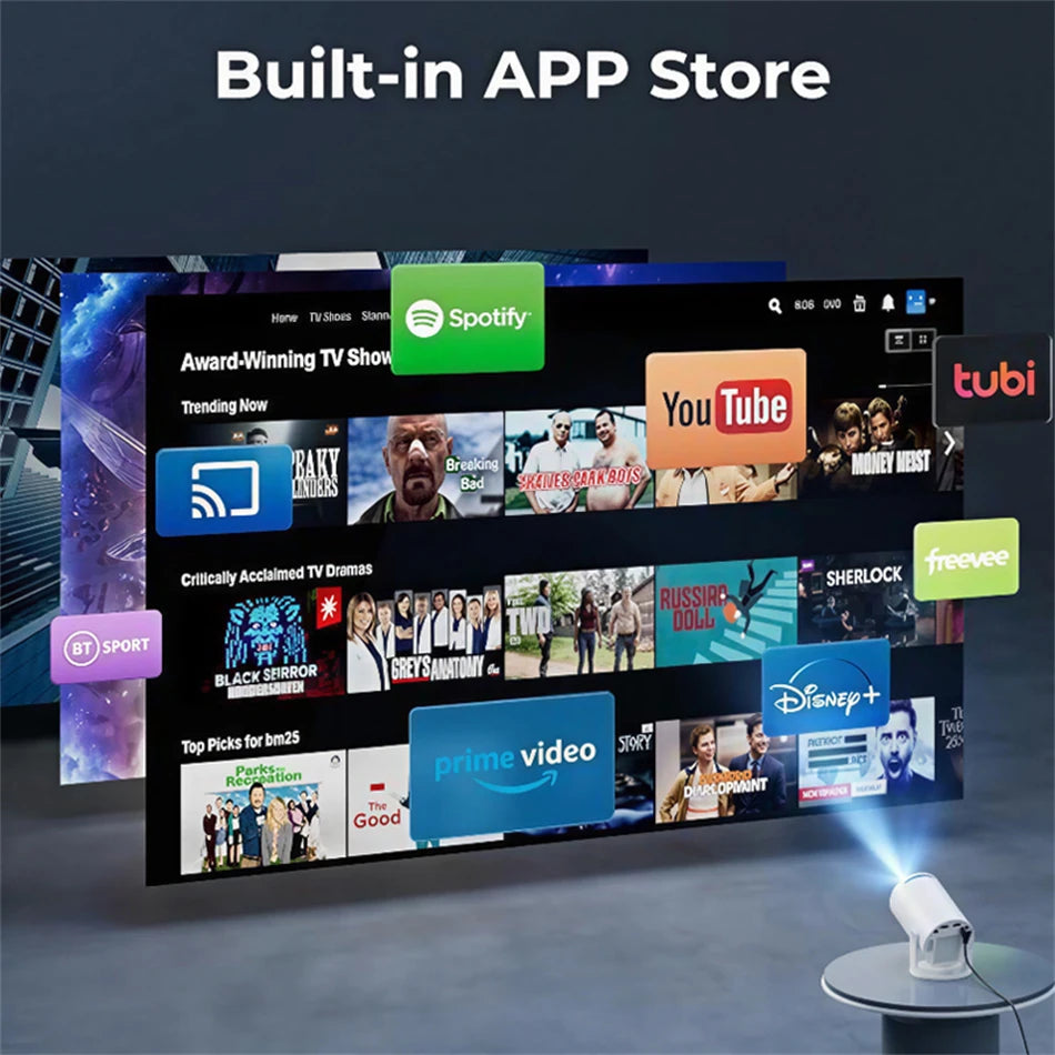 HY300 4K Mini Projector – Android 11 WiFi6 Portable Cinema