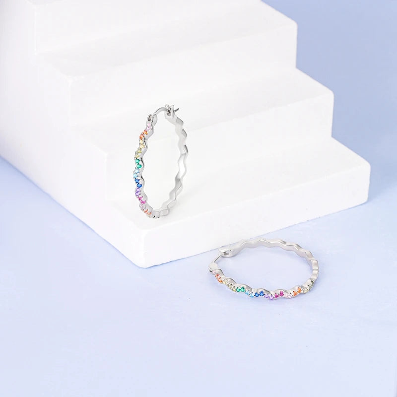 925 Sterling Silver Hoops Earrings Hypoallergenic Hoops Earrings With Zirconia Fashion High Quality Jewelry for Women Girls