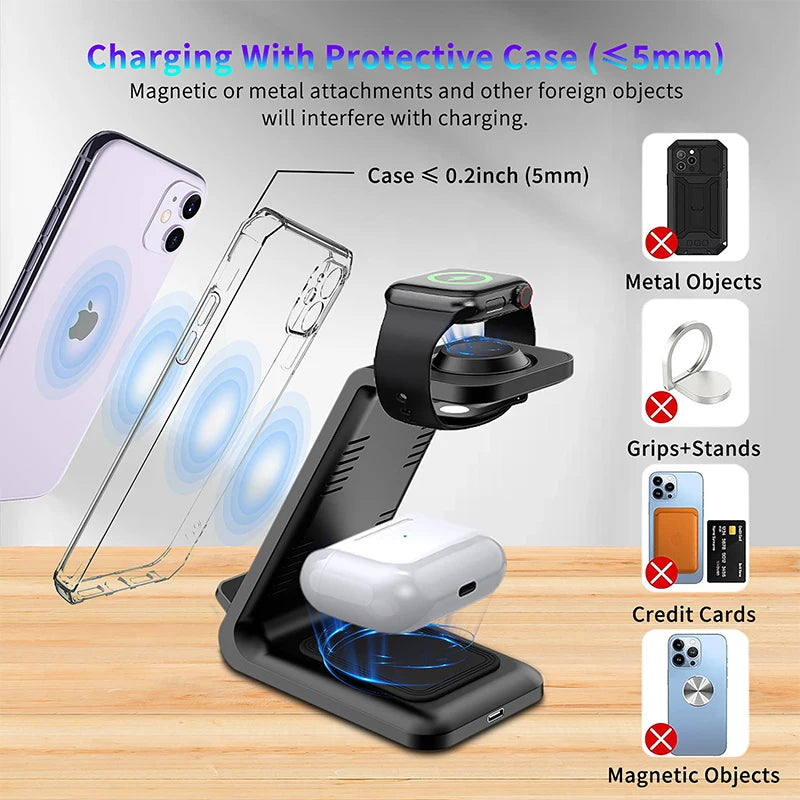 3-in-1 Universal Wireless Charging Station | 30W Fast Charger for iPhone & More