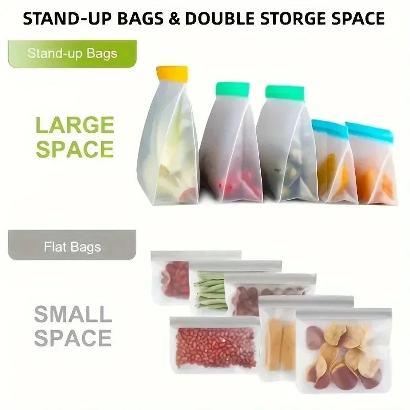 3-Pack Reusable Silicone Food Pouches | Leakproof Freezer & Storage Bags
