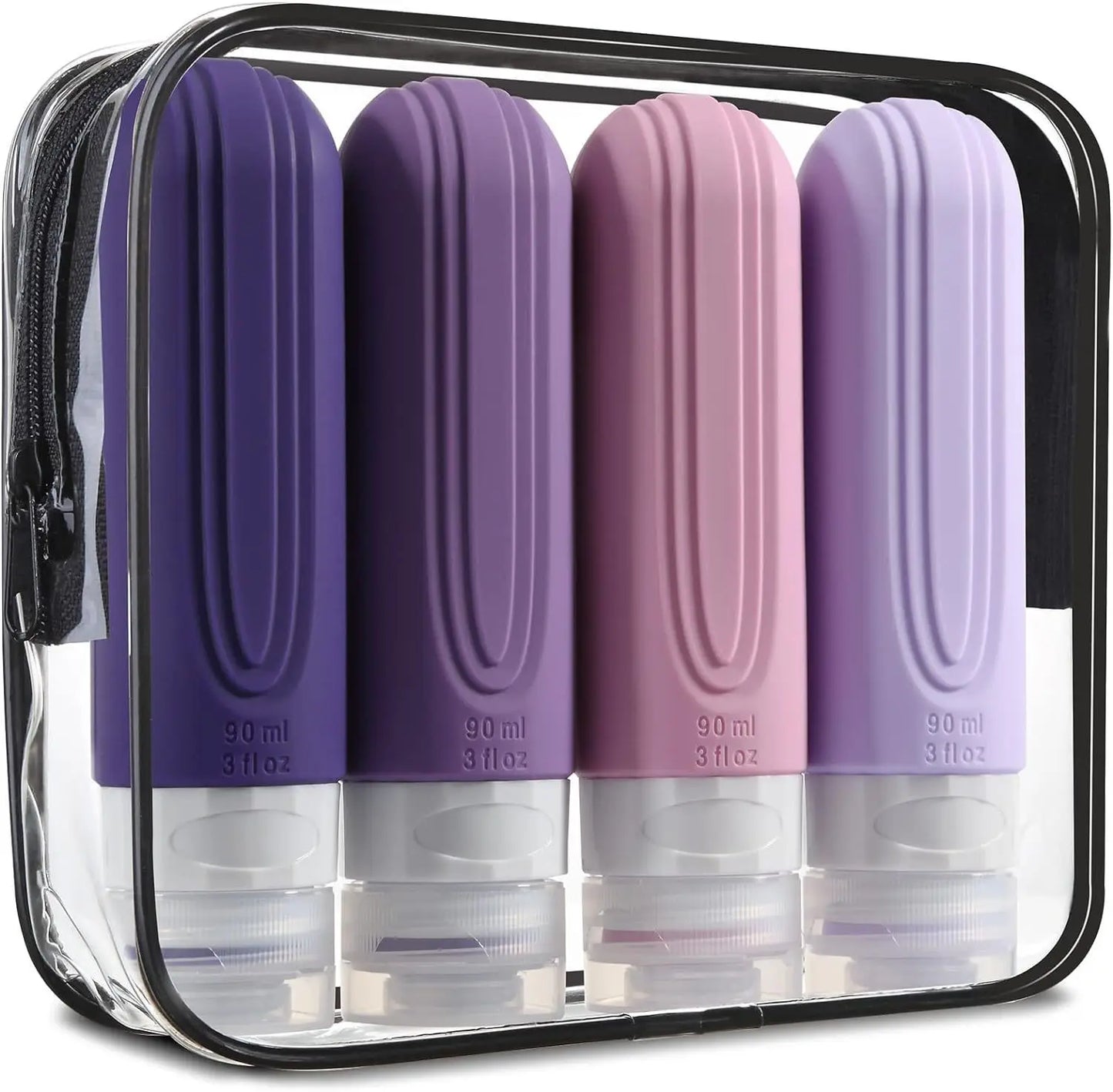 TSA Approved Travel Bottles Set – Leakproof Silicone Refillable Toiletry Containers (3oz)