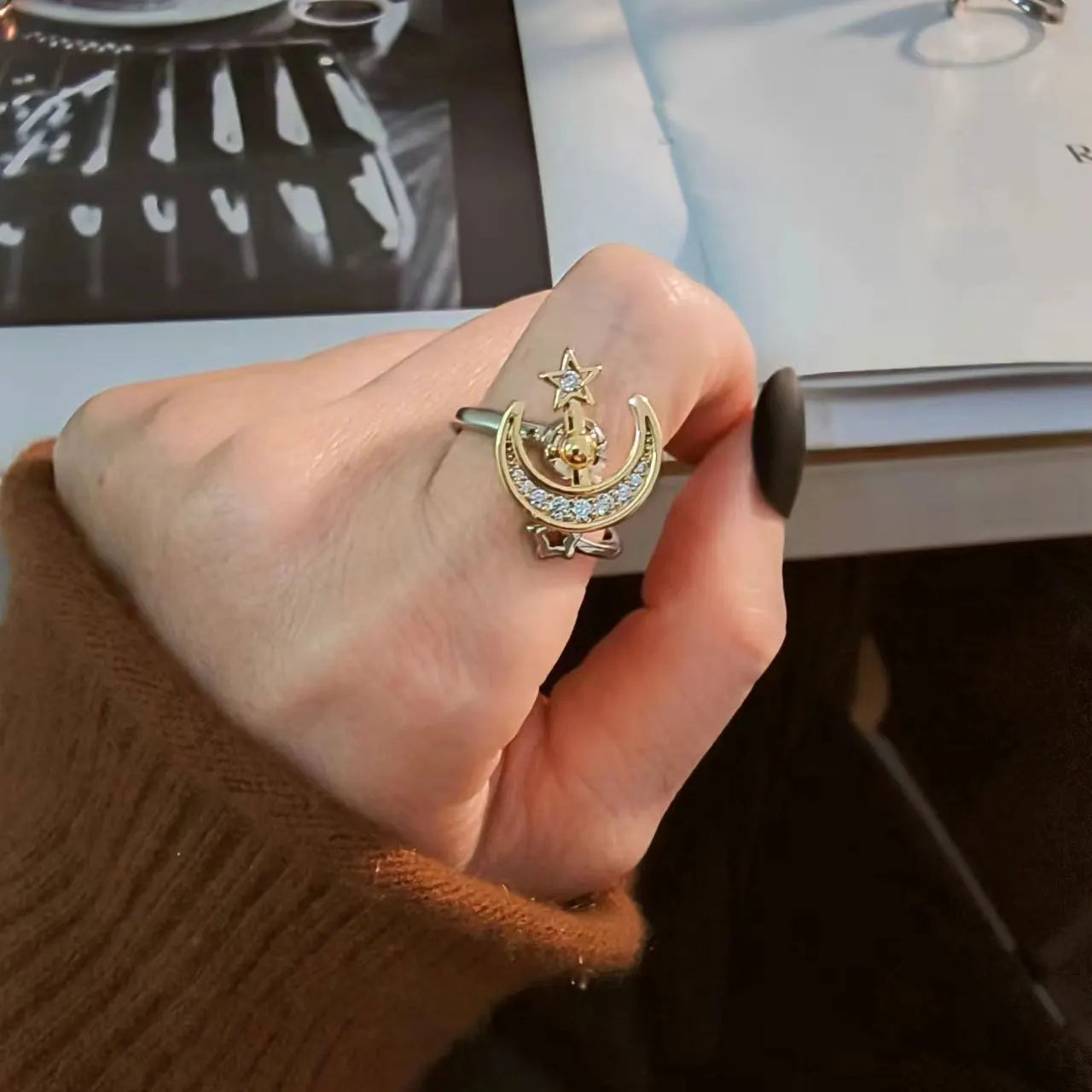925 Sterling Silver Rotatable Sunflower Ring