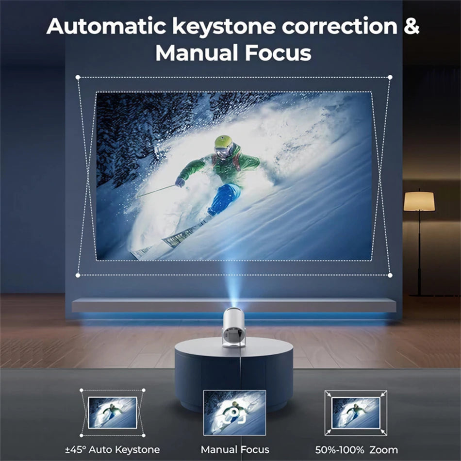 HY300 4K Mini Projector – Android 11 WiFi6 Portable Cinema