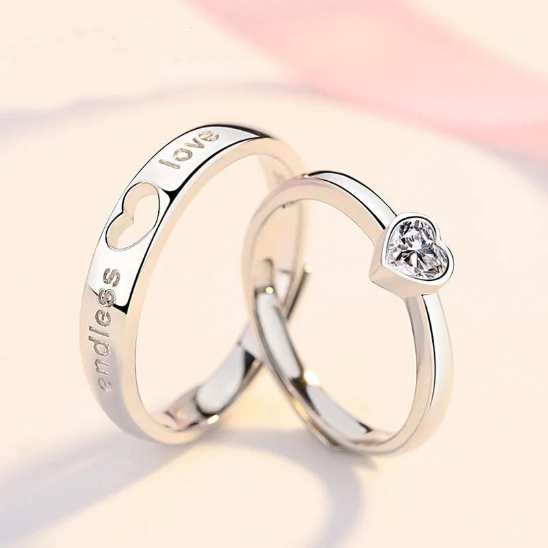2Pcs 925 Sterling Silver Couples Ring Sets Light Polishing Simple Ring for Woman Man Classic Wedding Fine Jewelry Circle