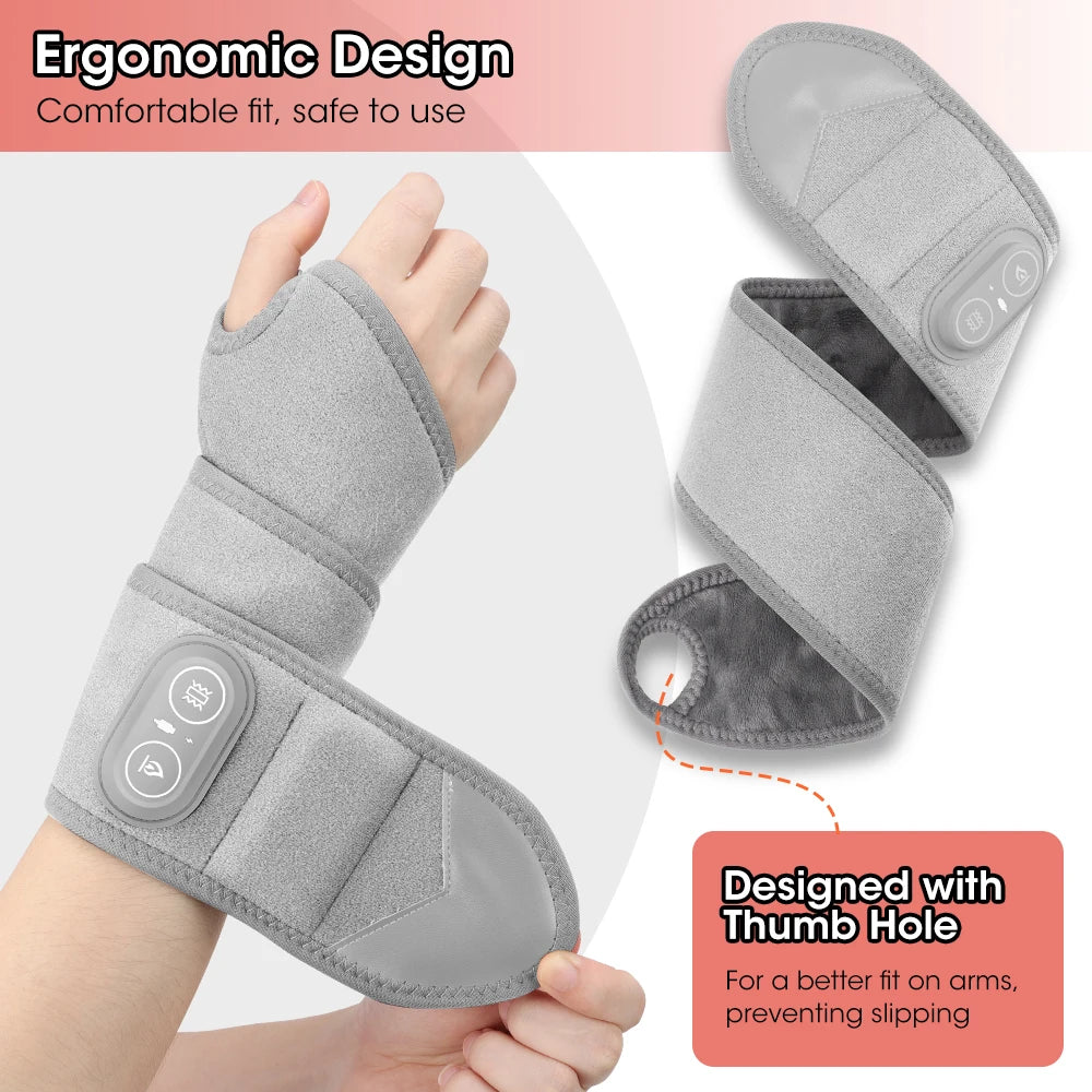 Red Light Therapy Wrist Massager Electric Infrared Heating Pad Vibration Wrap
