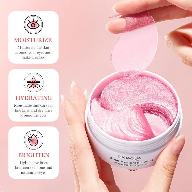 BIOAQUA Rose Hyaluronic Acid Travel Size Eye Mask Anti Wrinkle Dark Circles Eye Patches Moisturizing Firming Skin Care