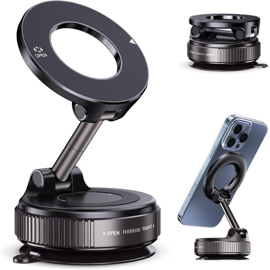 MagSafe Magnetic Suction Cup Car Phone Holder – 360° Adjustable Foldable Mini Phone Mount for iPhone