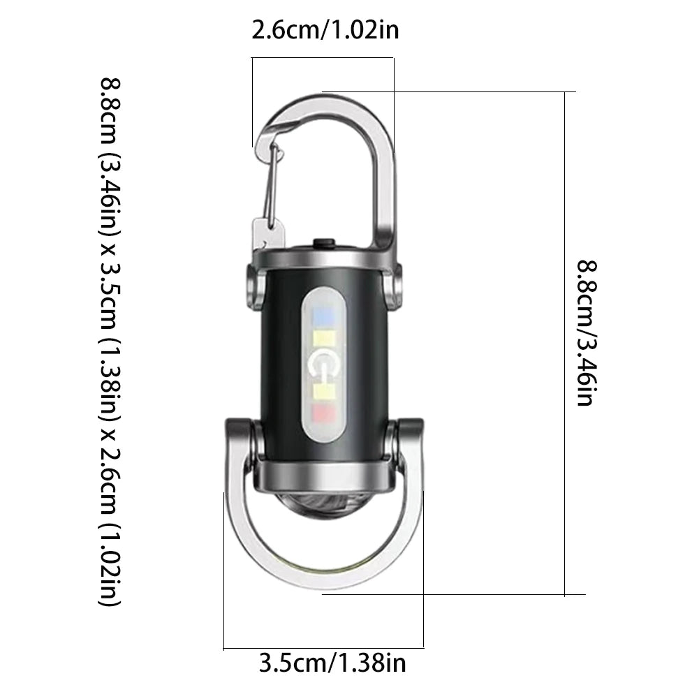 Rechargeable COB LED Keychain Flashlight – Multifunctional Portable Pocket Torch for Camping & Hiking