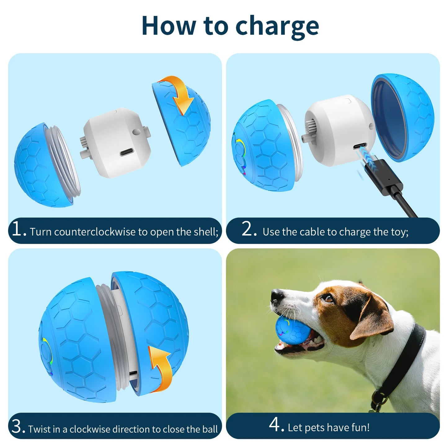 Smart Interactive Dog Toy Ball – USB Rechargeable Automatic Bouncing LED Pet Toy for Dogs & Cats