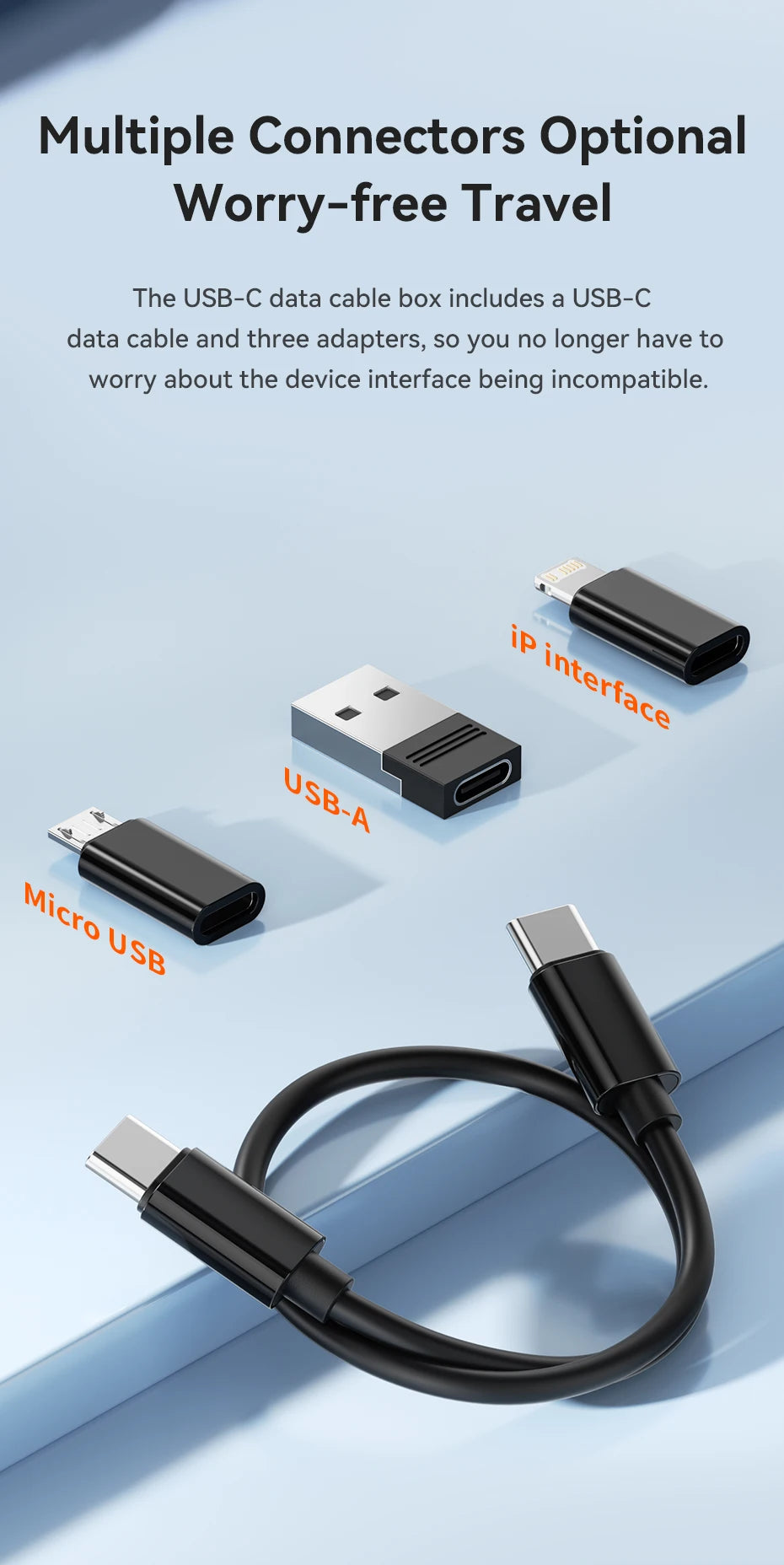 Toocki USB Type C To USB C Cable 60W 4 In 1 Mini Data Cable Set Storage Box Fast Charging Charger Mobile Phone Holder For Xiaomi