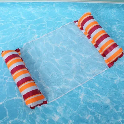 Inflatable Stripe Pool Hammock Lounge Chair | Floating Water Mattress