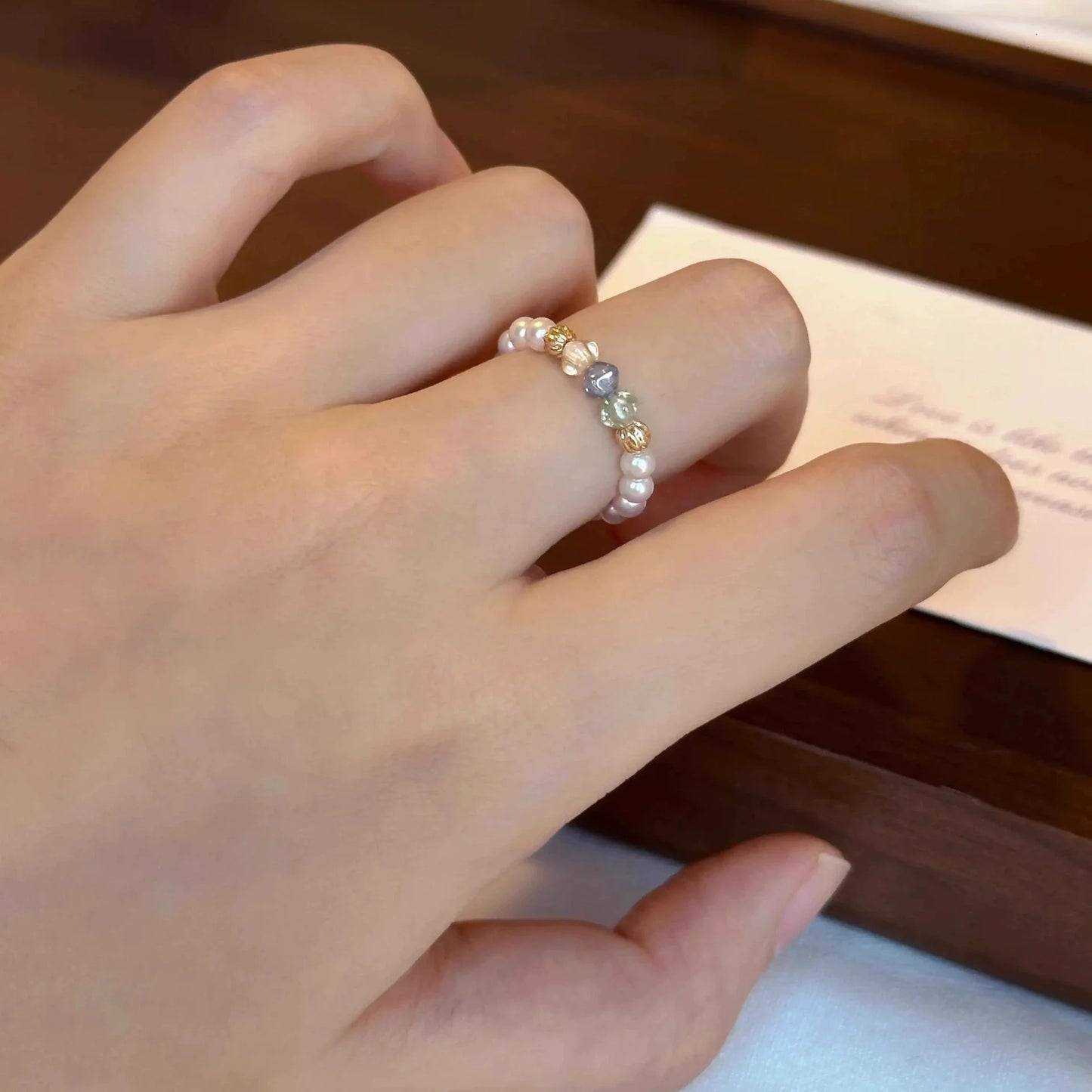925 Sterling Silver Pearl Smile Adjustable Ring