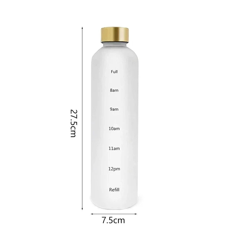1-Liter Motivational Water Bottle | Sports Bottle with Time Markers & Stickers