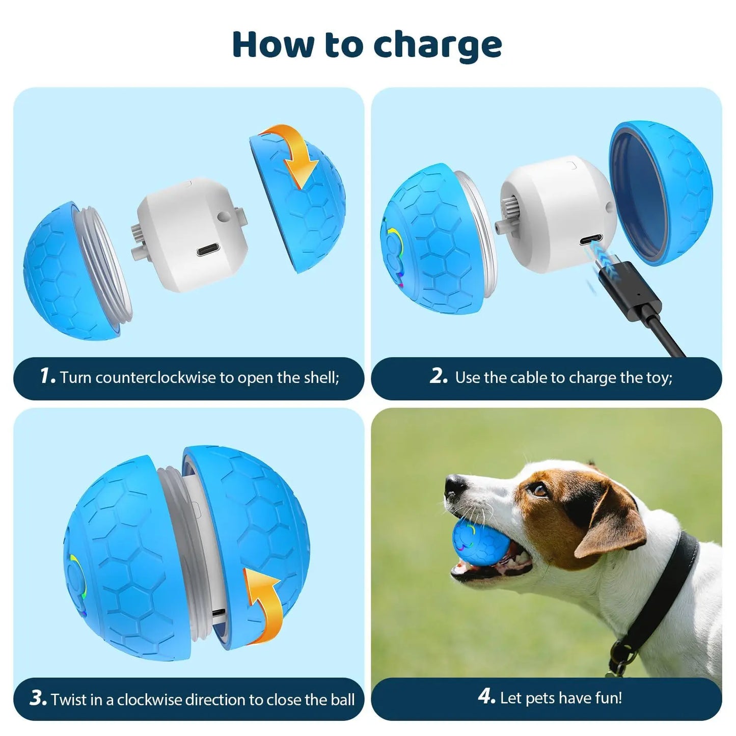 Smart Interactive Dog Toy Ball – USB Rechargeable Automatic Bouncing LED Pet Toy for Dogs & Cats