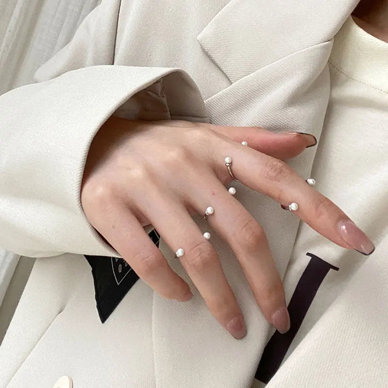 925 Sterling Silver Pearl Smile Adjustable Ring