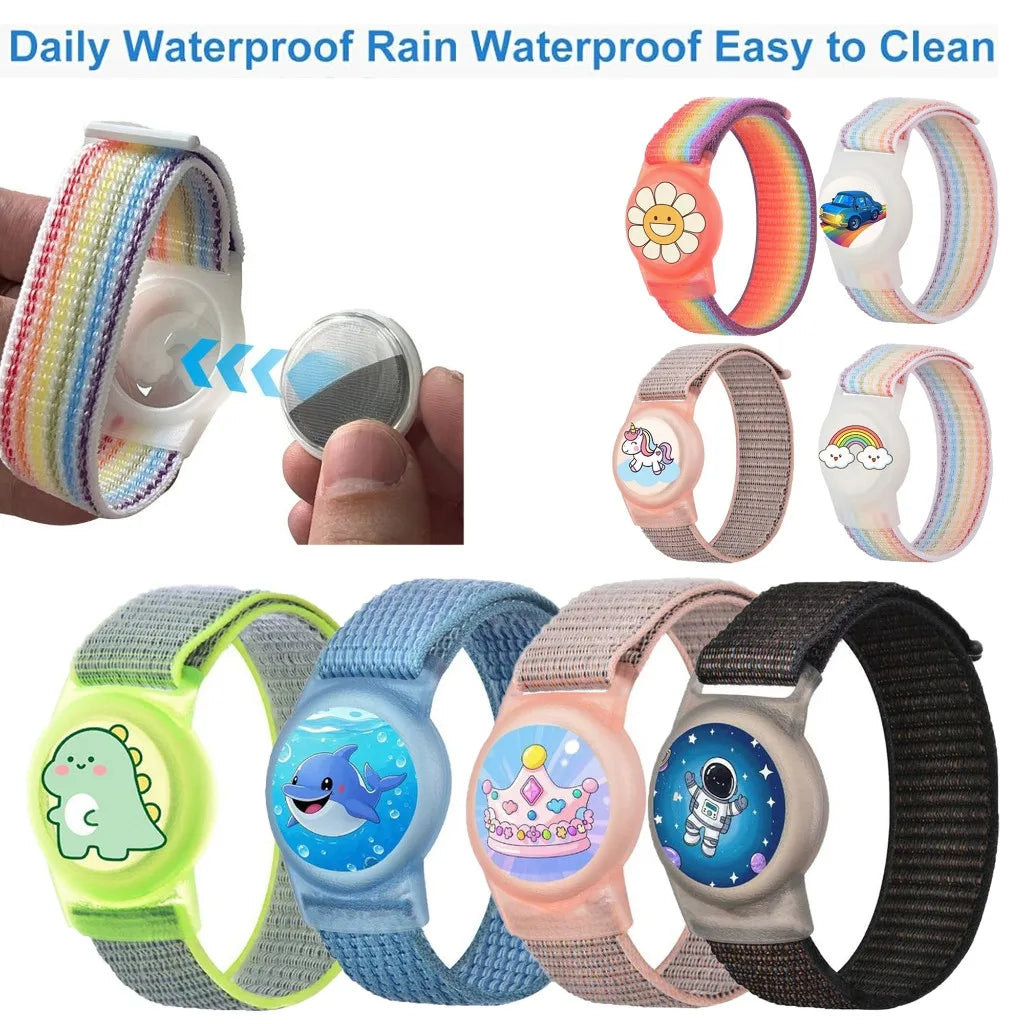 Waterproof AirTag Bracelet for Kids Nylon Hidden Tracker Wristband Toddler Band