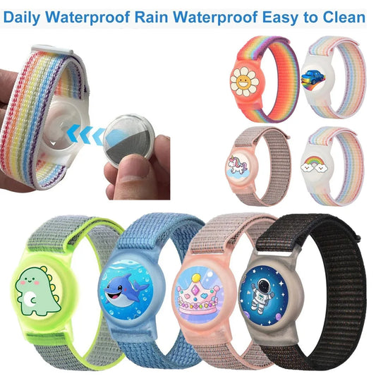 Waterproof AirTag Bracelet for Kids Nylon Hidden Tracker Wristband Toddler Band