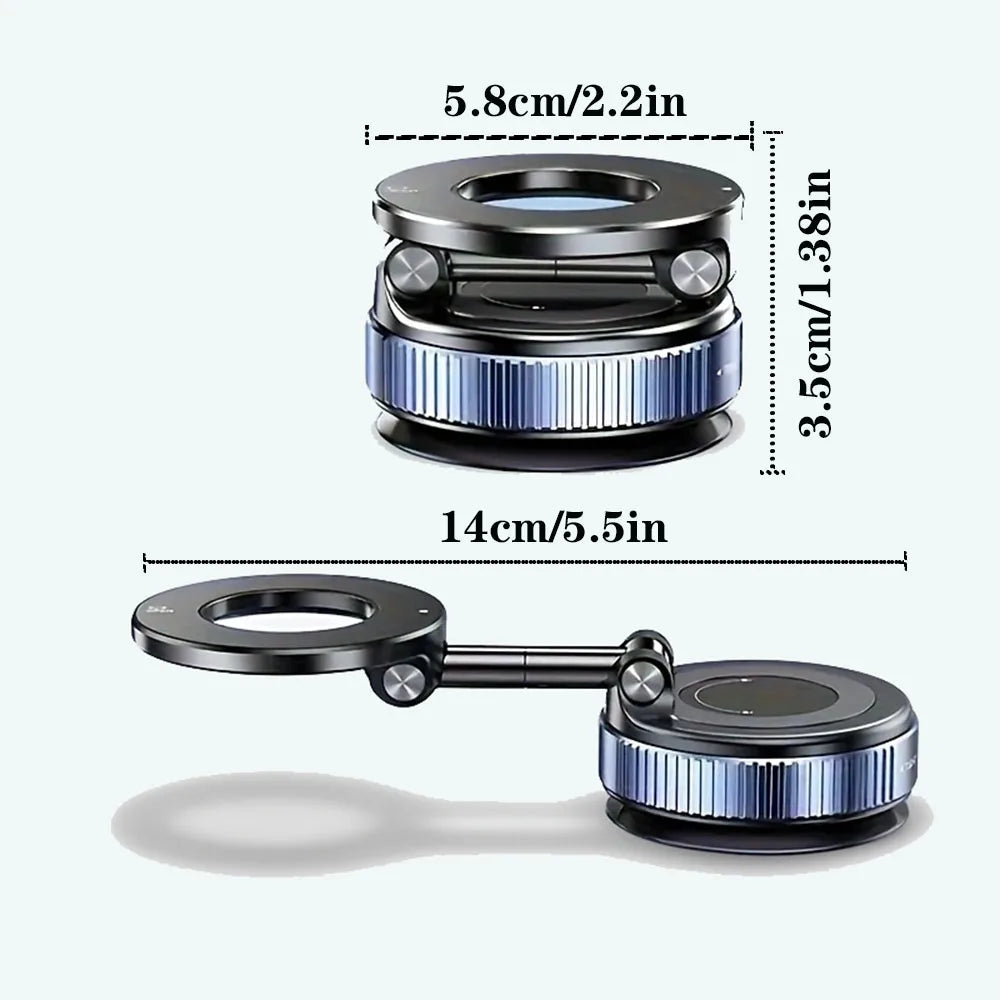 MagSafe Magnetic Suction Cup Car Phone Holder – 360° Adjustable Foldable Mini Phone Mount for iPhone