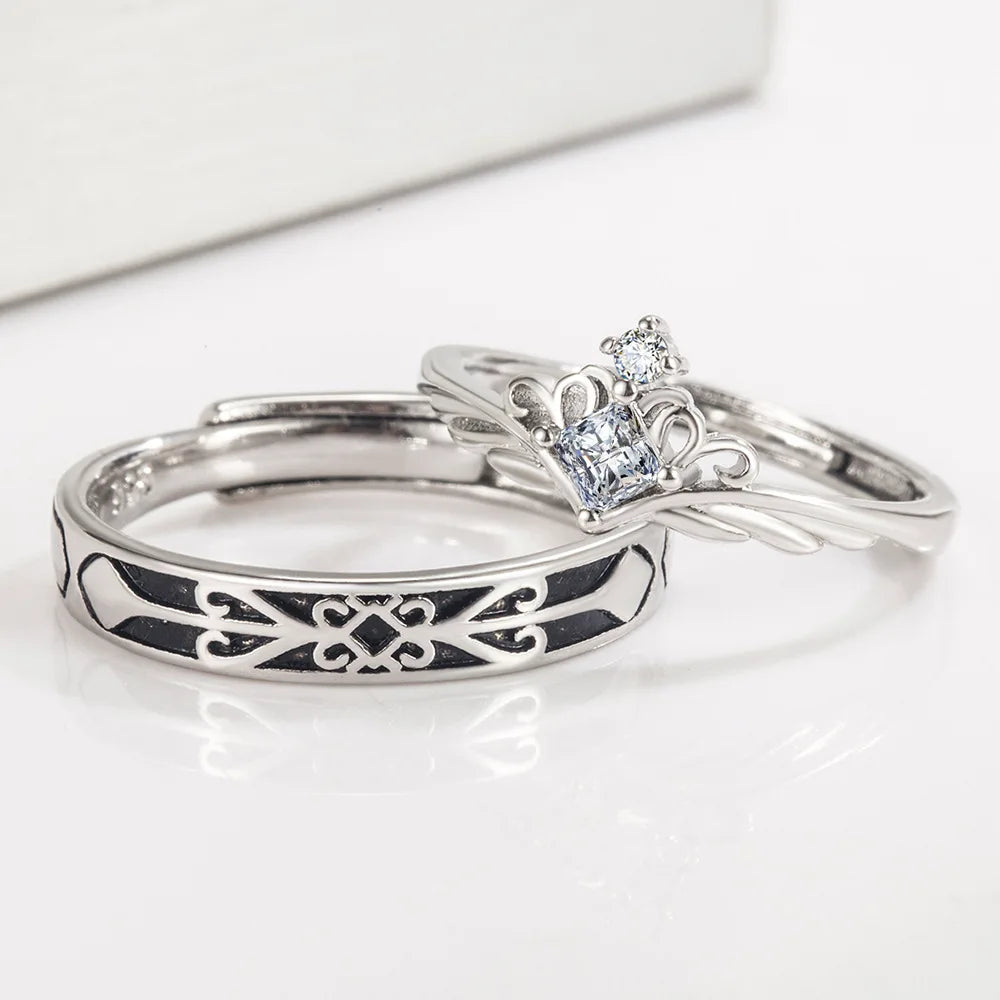 2Pcs 925 Sterling Silver Couples Ring Sets Light Polishing Simple Ring for Woman Man Classic Wedding Fine Jewelry Circle