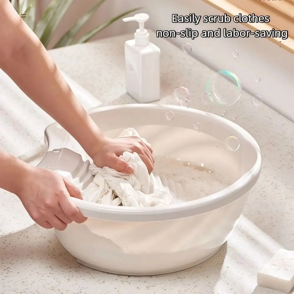 2IN1 Washboard Basin Plastic Non-Slip Underwear Cleaning Basin Convenient Lightweight Laundry Tub For Hand Washing Clothes