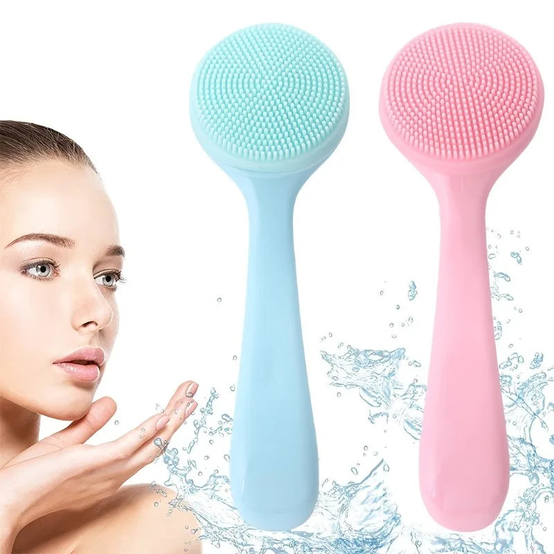 Silicone Facial Cleansing Brush – Handheld Face Scrubber for Exfoliation & Skin Massage