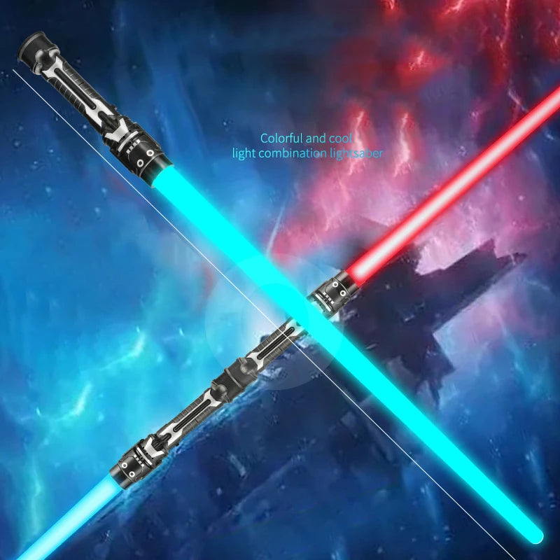 Colorful Glowing Laser Sword Toy - Telescopic Red & Blue Double Lightsaber