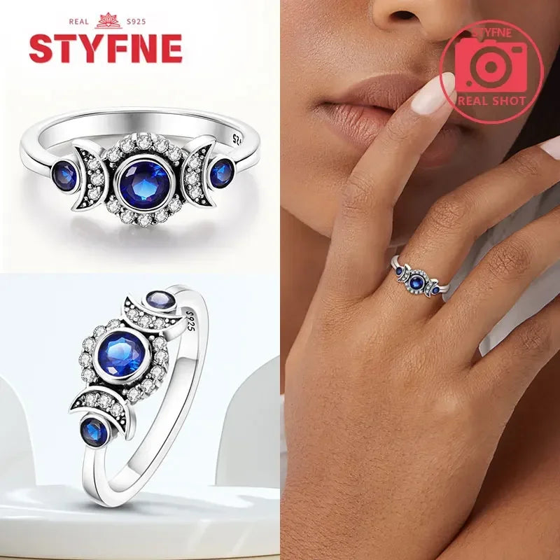 925 Sterling Silver Blue Evil Eyes Ring Original Design Zircon Finger Lucky Sign Rings for Women High Quality Fine Jewelry Gift